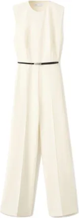 Mango Open Back Belted Wide Leg Jumpsuit in Vanilla at Nordstrom, Size X-Large