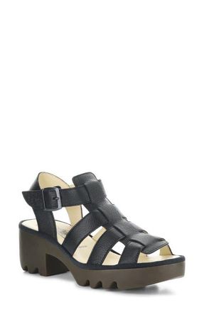 FLY London Terf Lug Sole Sandal in Black at Nordstrom, Size 10-10.5Us