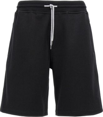 Brunello Cucinelli Black Cotton Blend Bermuda Shorts