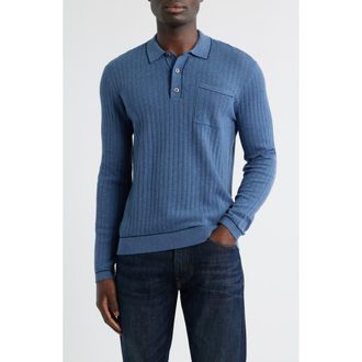 Rails Fenton Cotton Polo in Blue Melange at Nordstrom Rack, Size Medium