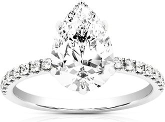 Vir Jewels 2 cttw Pear Lab Grown Diamond Engagement Solitaire Ring in 14K White Gold For Women