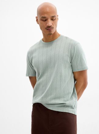 Le 31 Mens Pointelle stripe jersey T-shirt