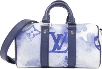 Louis Vuitton Blue White Coated Canvas Boston Bag (Pre-Owned)