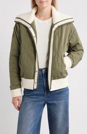 Thread & Supply Knit Collar Quilted Jacket in Olive at Nordstrom Rack, Size X-Small