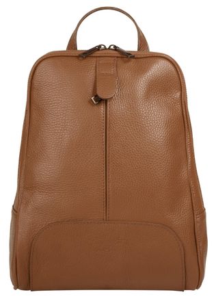 Samantha Look Cityrucksack SAMANTHA LOOK, Damen, Gr. B/H/T: 20cm x 32cm x 6cm, onesize, braun (cognac), Leder, Rindsleder, Rucks&auml;cke Cityrucksack, echt Leder, Made 