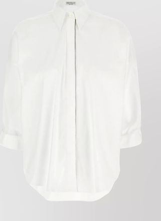 Brunello Cucinelli collared longline shirt hem