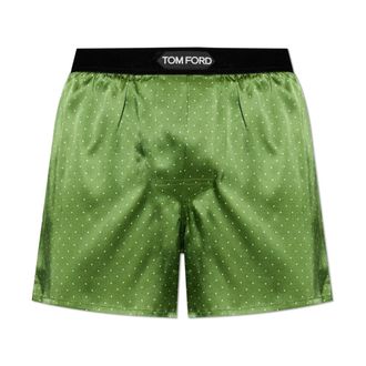 Tom Ford Bottoms, male, Green, Size: L Silk Boxers with Logo