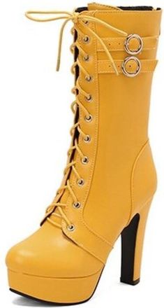 Generic Womens Retro Mid Calf Boots With Lace Up Ring Buckle Faux Leather Like Comfortable Slip Resistant Durable For Party Prom Evening Dress Fall Winter Wea