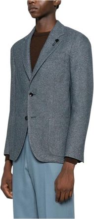 Lardini Heren, Jassen, Blauw, Maat: 2XL Wol