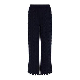 Akep Decoratieve Kabelsteek Gebreide Wolbroek - Dames - Broeken - Blauw - Maat: XS Wol