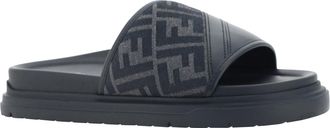 Fendi Mens Slide Sandals Black-Grey Upper: Polyamide Black/grey
