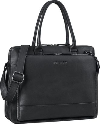 STILORD Nola Leather Shopper Bag for Women Large Laptop Bag 13.6 Inch Work Bag Business Tote Handbag Vintage Shoulder Bag Genuine Leather, Colour:black