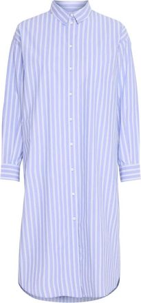 Ichi Stijlvolle Overhemdjurk Wedgewood - Dames - Shirt Kleedjes - Blauw - M - Katoen - Kleedjes