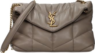 Saint Laurent Puffer Schoudertas Dames Leer Grijs/Mol