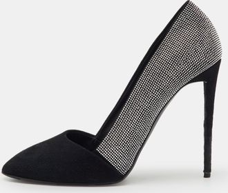 Giuseppe Zanotti Black Suede Stud Embellished Pointed Toe Pumps