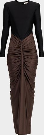 Et Ochs Tate Draped Two-Tone Jersey Column Gown