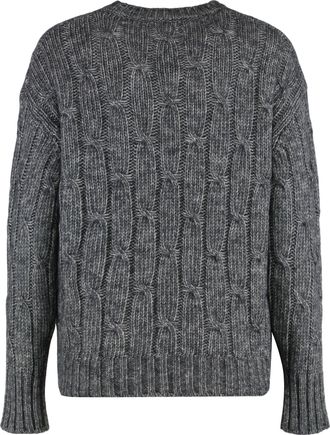 Max Mara Womens Cabaret Cotton Blend Crew-Neck Sweater Grey