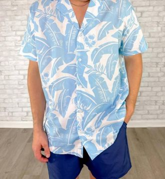 Tipsy Elves Mens Paradise Cabana Shirt In Blue