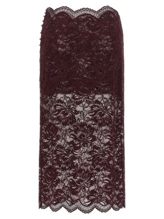 Paco Rabanne Floral Lace Skirt - Burgundy