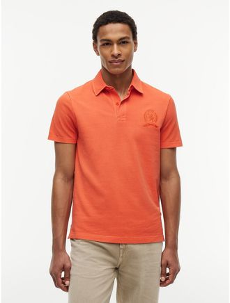 Tommy Hilfiger Mens Regular Fit Garment-Dyed Crest Polo - Orange - XXXL