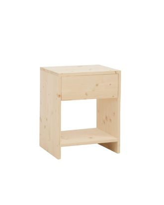 Deco Wood Mesita de noche de madera maciza beige 40x40cm