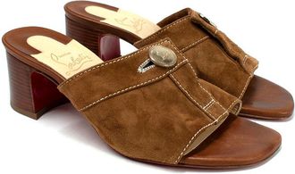 Christian Louboutin Brown Dechirago 55 Safari Suede Mules Size 36