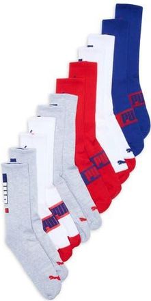 Puma Assorted 6-Pack Crew Socks in Blue /Red /White at Nordstrom Rack, Size 10-13