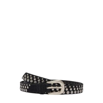 Orciani Accessoires, Dames, Zwart, 85 CM, Leer, Cintura in pelle Borchie Punta lunga