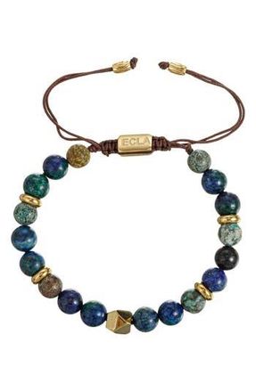 Eye Candy Los Angeles Mens Luca Agate Beaded Slide Bracelet in Gold at Nordstrom Rack
