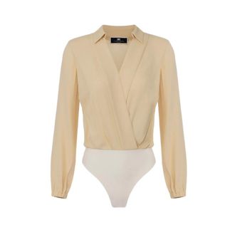 Elisabetta Franchi Body, female, Beige, Size: XS Body Shirt