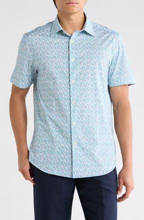 Bugatchi Short Sleeve Woven Shirt in Mint at Nordstrom Rack, Size Xxx-Large