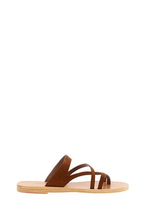 Ancient Greek Sandals Brown Daria Suede Flat Sandals