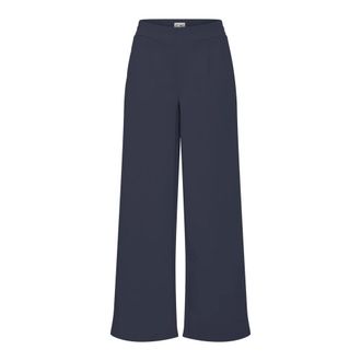Ichi Ichi - Lange Wijde Straight-Leg Broek Total Eclipse - Dames - Broeken - Blauw - Maat: L