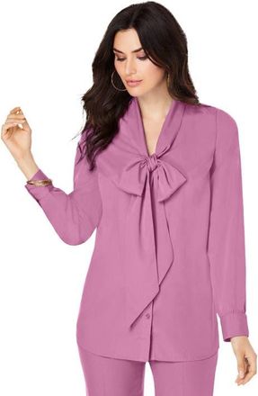 Roaman's Long Sleeve Bow Blouse in Mauve Orchid at Nordstrom, Size 40