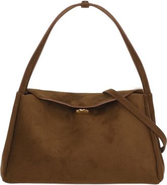 Themoir&egrave; Brown Calipso Trunk Trapezoidal Suede Shoulder Bag