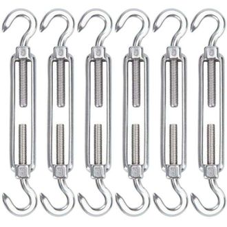 OEM Tensor De Cable De Acero Inoxidable M5, Paquete De 6 Tensores De Gancho Y Gancho Ajustables De Alta Resistencia Para Cuerda, Cable, Tendedero, Rejilla