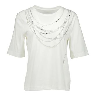 Marc Cain Bedruikt katoenen T-shirt - Dames - Tops - Wit - Maat: M Katoen