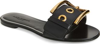 Dolce & Gabbana Buckle Slide Sandal in Nero at Nordstrom, Size 7.5Us
