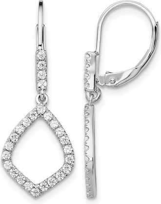 Diamond2Deal 14K White Gold 1/2 ct Lab Grown Diamond Teardrop Leverback Earrings VS Clarity, G-H Color