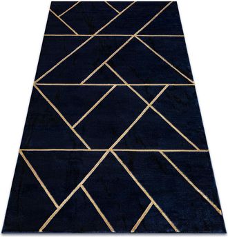 RugsX Rugsx - Alfombra Emerald Exclusivo 1012 Glamour, Elegante Geom&eacute;trico Azul Oscuro / Oro Blue 160x220 Cm