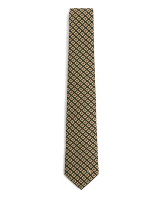 Valentino Garavani chamber pattern jacquard Vlogo-plaque tie - men - Cotton/Polyester - One Size - Black