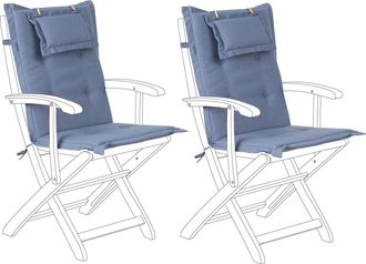 Beliani Beliani - Conjunto De 2 Cojines Para Las Sillas De Exterior De Tela Azul Resistente A Los Rayos Uv Acolchado Grueso Maui
