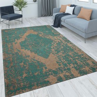 Paco Home Paco Home - Alfombra Salon De Habitacion Pelo Corto Vintage Motivo Oriental Ornament 160x230 Cm, Turquesa 2