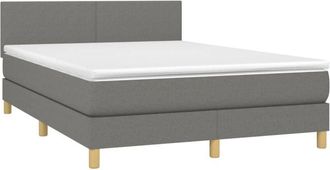 vidaXL Vidaxl - Cama Box Spring Colch&oacute;n Y Luces Led Tela Gris Oscuro 140x190 Cm