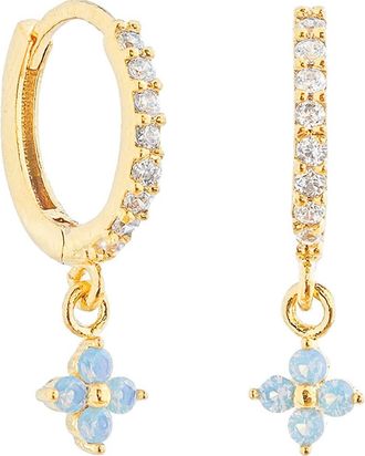 Girls Crew Blue Blossom Love Dangle Hoop Earrings in Gold at Nordstrom