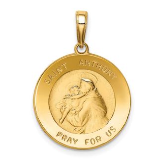 Diamond2Deal 14k Yellow Gold Saint Anthony Small Round Medal Pendant