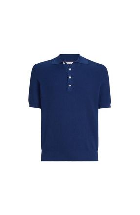 Brunello Cucinelli Half English rib knit polo in Avio Blue at Nordstrom, Size 44 It
