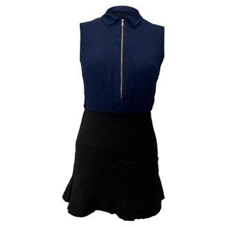 Sandro Sandro Colorblock Pattern Mini Dress in Blue Viscose