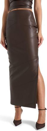 Mani&egrave;re De Voir Daisy Leather Midaxi Skirt in Brown at Nordstrom, Size 10