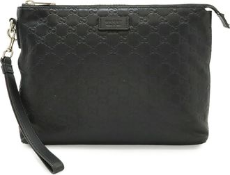 Gucci Black Leather Clutch Bag (Pre-Owned)